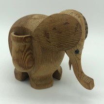 Elephant Wood Figurine Toothpick Holder Decor Folk Art 3.5&quot; - £13.47 GBP