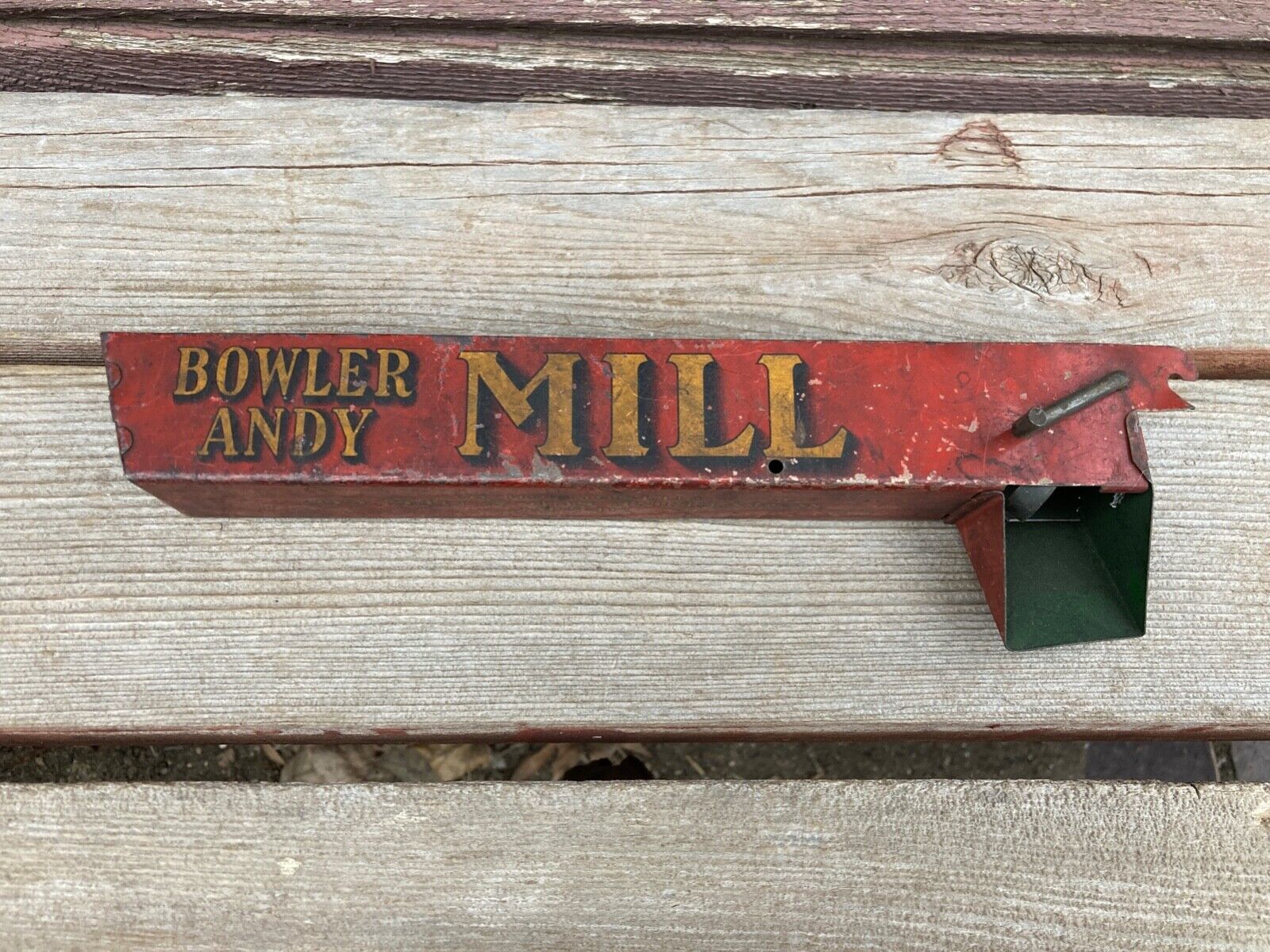 ANTIQUE BOWLER ANDY MILL TIN SAND TOY PART WOLVERINE MFG  - £13.97 GBP