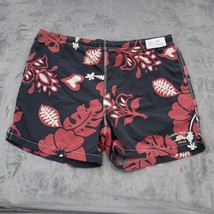 Tommy Bahama Shorts Mens XL Black Red Floral Pull On Swim Active Bottoms - $22.75