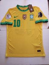 Neymar Jr #10 Brazil Copa America Match Slim Yellow Home Soccer Jersey 2020-2021 - £82.66 GBP