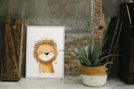 Digital File Cute Lion Watercolor Nursery Wall Art Instant Download Kids... - $1.50