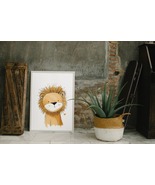 Digital File Cute Lion Watercolor Nursery Wall Art Instant Download Kids Room - $1.50