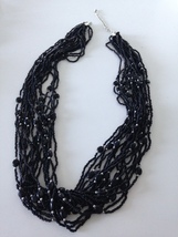 black & silver colored beaded multi strand necklace - £19.97 GBP