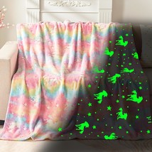 Glow In The Dark Blanket Unicorns Gifts For Girls Birthday Gift Hallowee... - £26.85 GBP