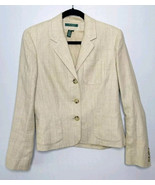 Lauren Ralph Lauren Silk Linen Classic 3 Button Blazer Womens 16 Subtle ... - $49.00