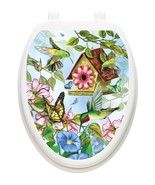 Hummingbirds With House Vinyl Removble Reusable Lid Decoration Toilet Ta... - $22.00