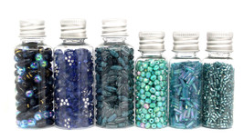 PK 6 Sapphire Teal Turquoise Blue Butterfly Oval Round Acrylic Tube Beads Mix - £7,868.37 GBP