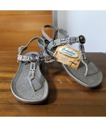Grandco Sandals Size 7 NWT Lightweight Flip Flops Ankle Strap Silver Gem... - £21.98 GBP