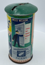 Rijkspost Savings Bank Advertisement Vintage Rare 1950&#39;s Tin Piggy Bank Toy - $28.49