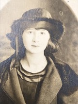 AZO 1910-1930 RPPC Victorian Woman Portrait w/ Fur Hat Real Photo Postcard - £9.55 GBP