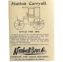 Kimball Bros Carriage Early Car 1894 Advertisement Victorian Coach ADBN1x - $19.99