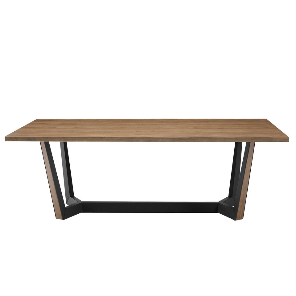 86.61&quot; Dining Table Mid-Century Modern MDF Walnut Rectangle - $895.17