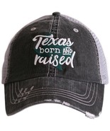Green Texas Born and Raised Embroidered Black Distressed Trucker Hat - $24.75
