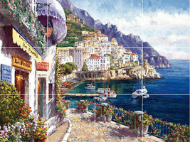 Mediterranean Amalfi coast Italy di como lago ceramic tile mural backsplash - £46.77 GBP+