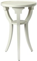 Side Table Contemporary Round Cottage White Distressed Hardwood Cherry Wood - £346.88 GBP