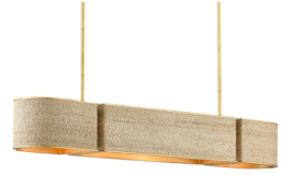 NEW Horchow Rope Abaca &amp; Brass Linear Island Chandelier Modern Organic C... - £1,309.81 GBP