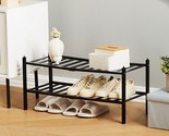 2-Tiers Narrow Shoe Rack For Closet Entryway Shoe Storage Freestanding O... - $41.79