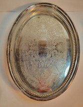 Leonard Silver Plate Etched Oval Tray 4 Claw Feet 14x10 image 2