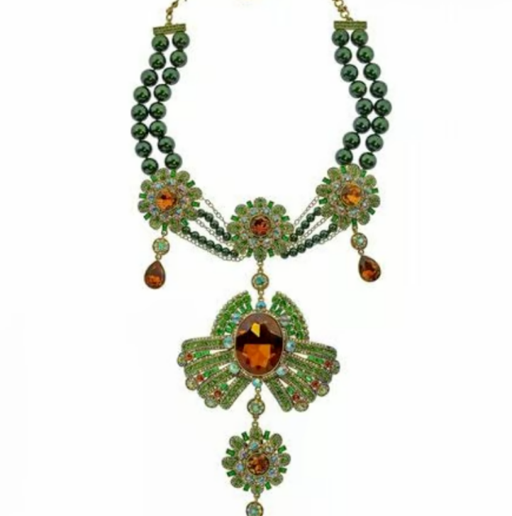 Heidi' Daus "It's Good To Be Queen" Beaded Crystal Art Deco Necklace - $321.75