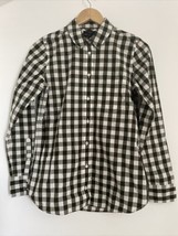 J Crew 2 Green White Oversized Gingham Check Long Sleeve Cotton Boy Shirt F4576 - £19.74 GBP