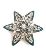 Vintage Monet Brooch Signed Edelweiss Snowflake Star Silver Rhinestone B... - $32.92 CAD