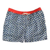 Boden Swim Shorts Mens Large Blue White Shell Print Lined Beach Trunks - $18.04