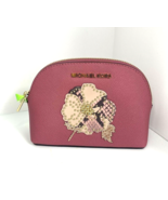 Michael Kors Cosmetic Bag Jet Set Tulip Studded Flower Pink Leather  Sma... - £62.51 GBP