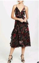 Jill Stuart Dress Size 8 Dahlia Ruffled Floral Velvet Burnout Midi Maxi - £54.59 GBP