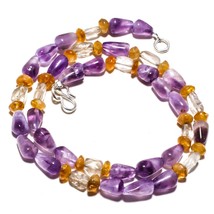 Amethyst Sage Natural Gemstone Beads Jewelry Necklace 17&quot; 111 Ct. KB-534 - £8.58 GBP