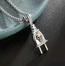 Skull Plug Pendant Necklace 24&quot; Chain  - $6.68