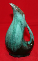 Vintage Evangeline Pottery Canada Jug Pitcher Vase Pine Dark Green Black... - $32.55