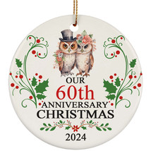 Our 60th Anniversary Christmas 2024 Ornament Gift 60 Years Owl Couple In Love - £11.82 GBP