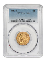 1913-S $5 PCGS AU58 - $1,527.75