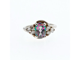VINTAGE 925 STERLING SILVER ALEXANDRITE &amp; CZ RING SIZE 5.5 - $56.28