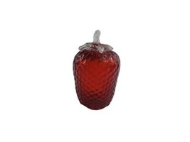 Vintage Kanawha Art Glass Red Strawberry Paperweight Figurine Clear Stem - £17.40 GBP