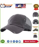 Retro Distressed Cotton Cap with Mesh Back - Adjustable Fit for Everyday... - $39.86 CAD