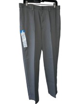 Haggar Mens Grey Cool 18 Pro Classic Fit Flat Front Long Pants Nwt 34X29 - £37.77 GBP