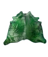 Dyed Emerald Green Cowhide Rug Size: 7x7 feet D-438 - $402.08 CAD