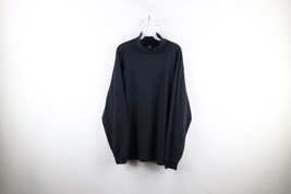 Vintage 90s Lands End Mens Size XL Faded Blank Stretch Turtleneck T-Shirt Black - $39.55