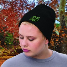 Embroidered Leaf Beanie - Recycled Polyester - Cozy Autumn Fashion - £26.37 GBP