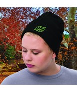 Embroidered Leaf Beanie - Recycled Polyester - Cozy Autumn Fashion - £26.28 GBP