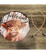 1pc Farmhouse Baby Cow Welcome Round Rustic Sign. 8”x8”. New. 5 - $11.87