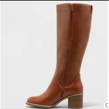 Universal Thread Tatiana Tall Cognac Brown Faux Leather Boots Size 5.5 NWT - £26.57 GBP