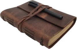Leather Journal Lined Notebook Handmade Leather Bound Daily A5 Notepad for Men W - £54.60 GBP