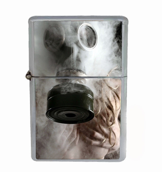 Primary image for Gas Mask Girl Rs1 Flip Top Oil Lighter Wind Resistant With Case