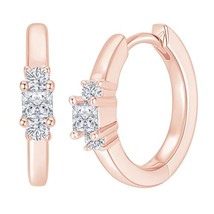 Princess Cut Moissanite Hoop Earrings for Women in 18K Gold Plated 925 Sterling  - £40.14 GBP