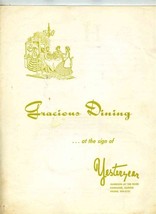 Yesteryear Menu Sign of Gracious Dining Harrison at the River Kankakee Illinois  - £73.80 GBP
