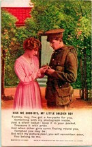 Vintage Romance Postcard WW1 Kiss Me Good By My Little Soldier Boy Bamforth UNP - £8.37 GBP
