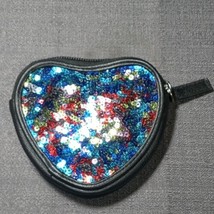 Candies Multi-Color Heart Shaped Coin Purse - Sparkle Bling - Zip Closure - £3.91 GBP