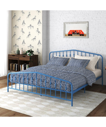 NEW KING SIZE METAL VINTAGE SEA BLUE BED FRAME HEADBOARD FOOTBOARD NOVOG... - $201.53